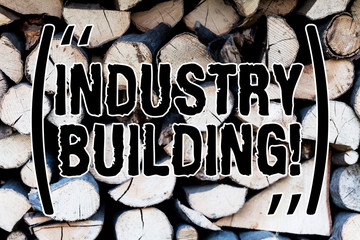 Handwriting text Industry Building. Conceptual photo Factories and other premises used for analysisufacturing Background dry chopped firewood logs stacked up in a pile winter chimney
