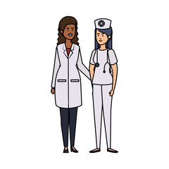 professionals female doctor and nurse characters