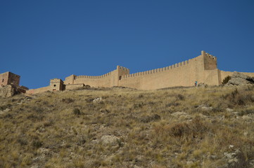 December 28, 2013. Albarracin, Teruel, Aragon, Spain. Medieval Fortress Walls Alcazar Very Well Preserved. History, Travel, Nature, Landscape, Vacation, Architecture.