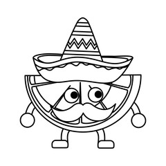 lemon with mexican hat and mustache