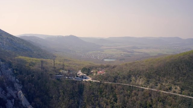 Aerial time lapse of the Baydar Gate and Kyzylove in the background