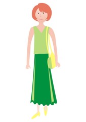 Young woman with handbag, vector illustration