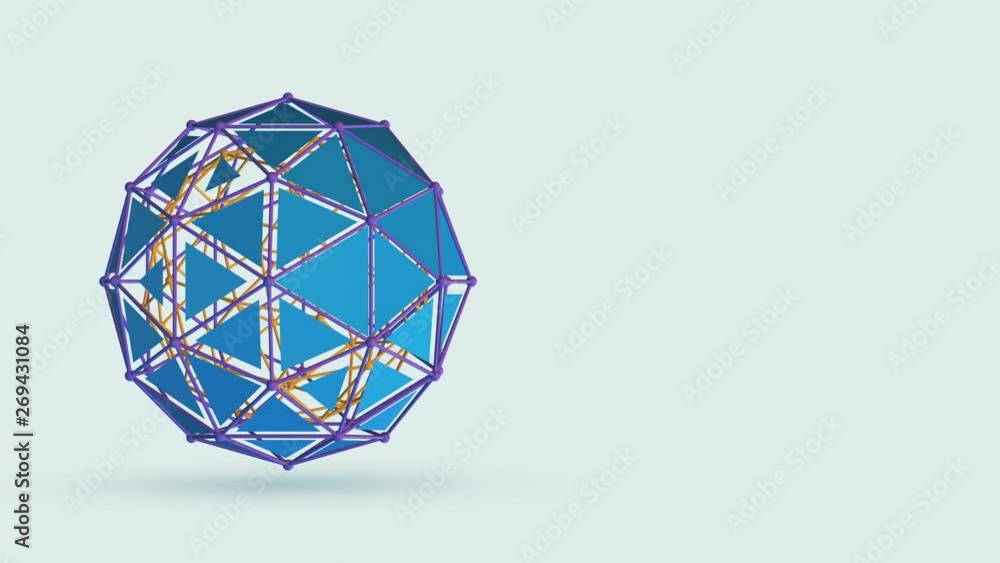 Poster abstract geometric shape animation, copyspace, seamless loop (3d render)