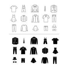 set of clothes. Vector icon set.