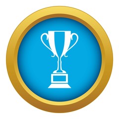 Trophy cup icon blue vector isolated on white background for any design