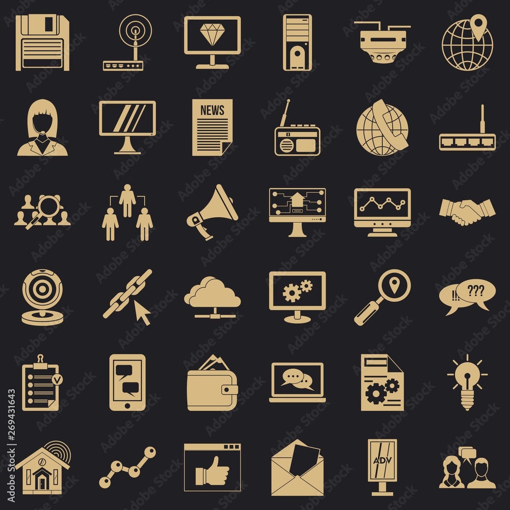 Aufkleber helpdesk icons set. simple style of 36 helpdesk vector icons for web for any design