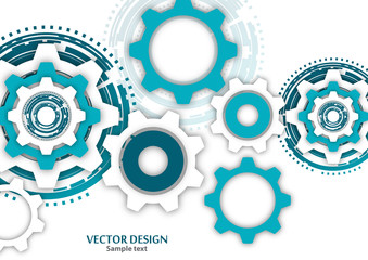 Technological colorful background with cogwheel, gears, cover template.