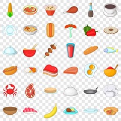 Cafe icons set. Cartoon style of 36 cafe vector icons for web for any design