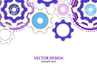 Technological colorful background with cogwheel, gears, cover template.