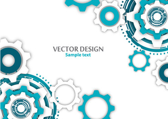 Technological colorful background with cogwheel, gears, cover template.