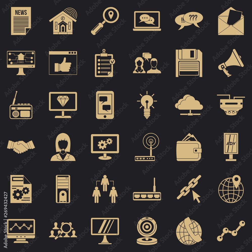 Aufkleber support icons set. simple style of 36 support vector icons for web for any design