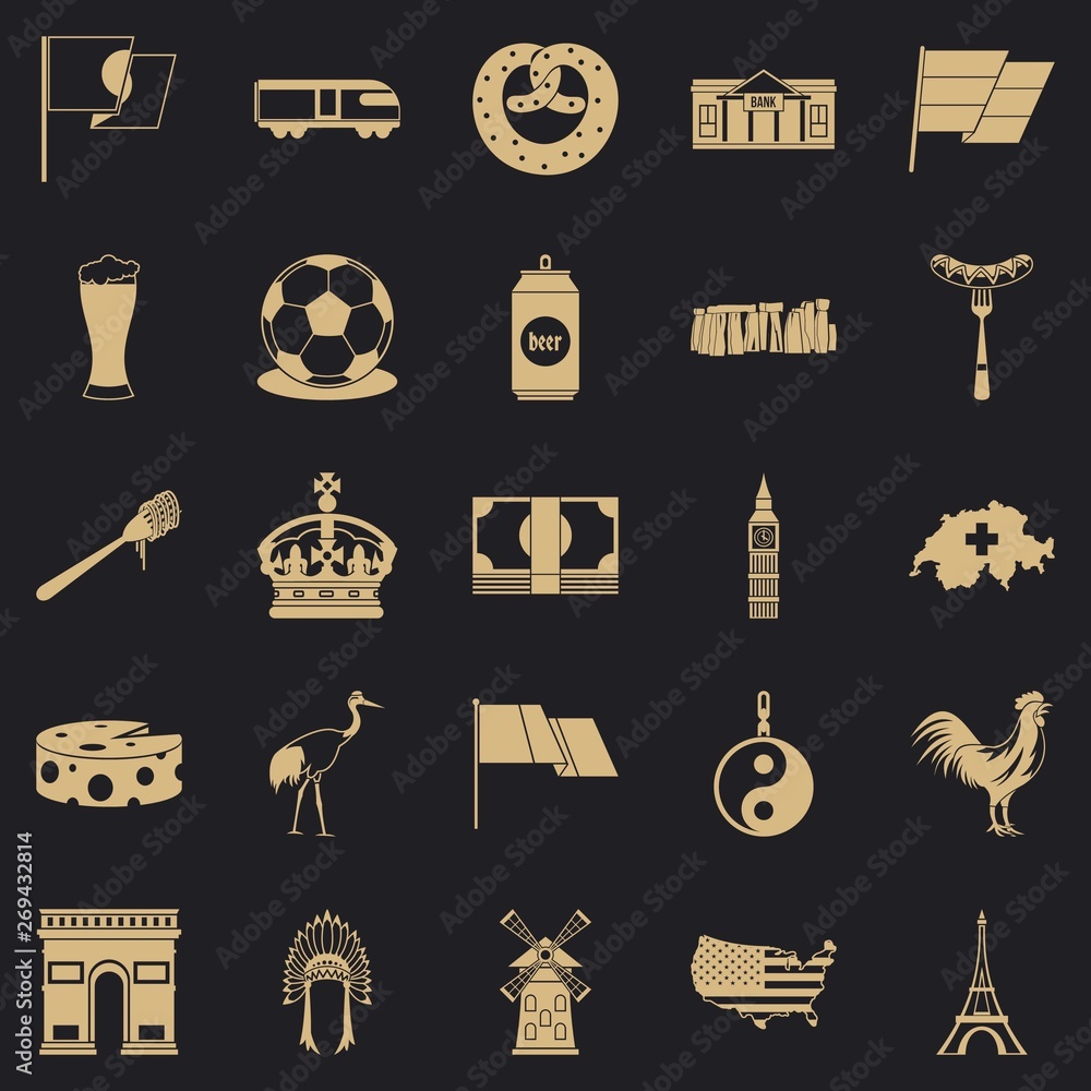 Poster exploring icons set. simple set of 25 exploring vector icons for web for any design