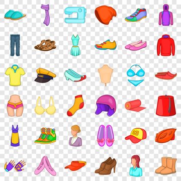Costume icons set. Cartoon style of 36 costume vector icons for web for any design