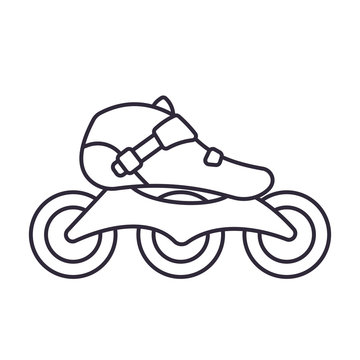 Inline Roller Skates icon isolated on white background. Outline vector illustration