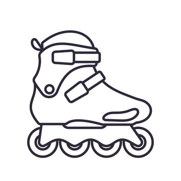 Freeskate Inline Roller Skates icon isolated on white background. Outline vector illustration