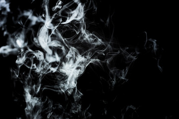 Dry ice smoke Floating in the air, black background