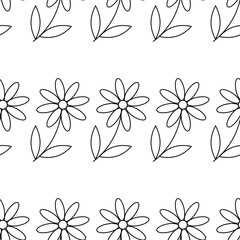 Camomile icon. daisy chamomile. Cute flower plant. Love card symbol. Growing concept. line design. white background. Isolated. Vector illustration seamless chamomile seamless pattern