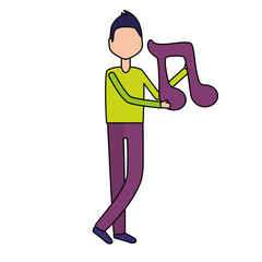 man holding note music