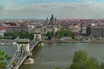 Fototapeta na wymiar Old Chain Bridge in Budapest
