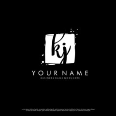 K J KJ initial square logo template vector