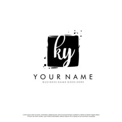 K Y KY initial square logo template vector