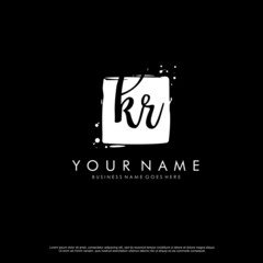 K R KR initial square logo template vector