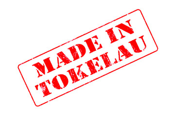 Rubber stamp with red ink on white background concept reading Made In Tokelau