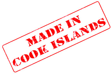 Rubber stamp with red ink on white background concept reading Made In Cook Islands