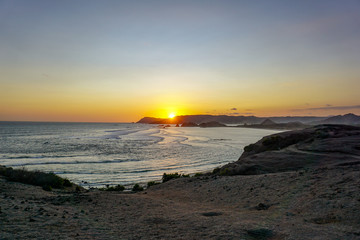 Fototapeta premium Scenic sunset view at Merese hill, Lombok island, Indonesia.
