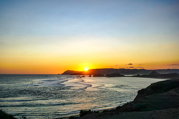 Scenic sunset view at Merese hill, Lombok island, Indonesia.
