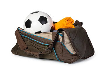 Sports bag with sports equipment