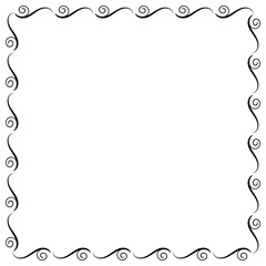 Vector simple black ornamental decorative frame. Calligraphy penmanship curly baroque frame black