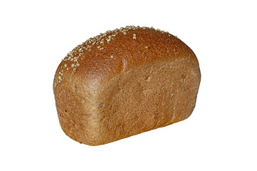 Loaf of bread with coriander isolated on white background