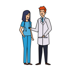 couple of professionals doctor and surgeon characters