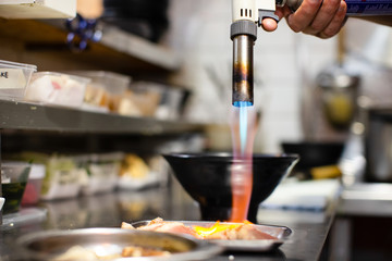 preparation and cooking of japanese food sushi noodles ramen