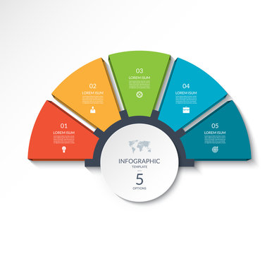 Infographic Semi Circle Template With 5 Options .