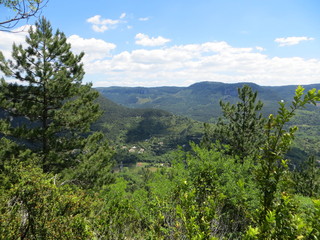 High views on mountains, villages and forests in the spring