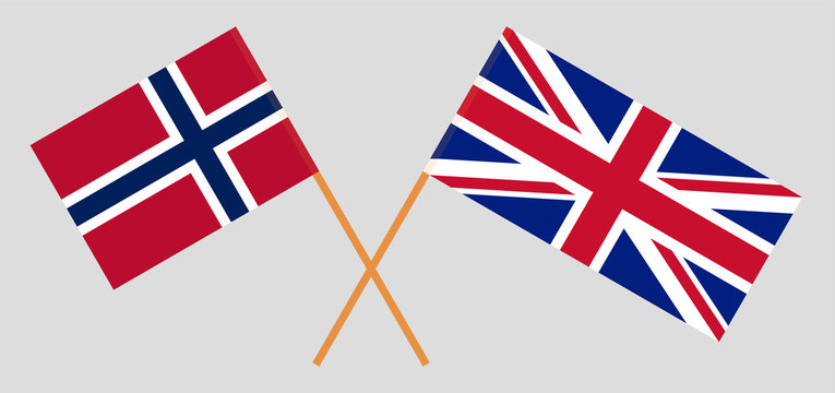 The UK and Norway. British and Norwegian flags
