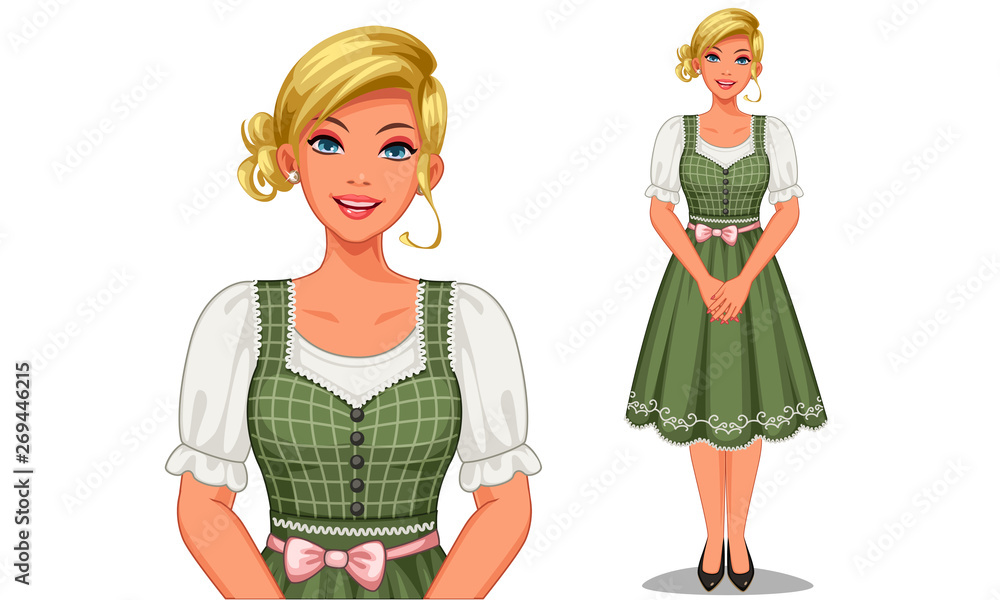 Wall mural Vector illustration of German girl in traditional outfit - Wall murals