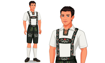 Vector illustration of German man in traditional costume
