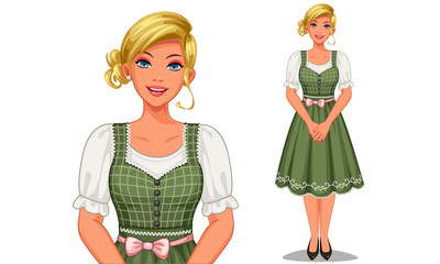 Vector illustration of German girl in traditional outfit