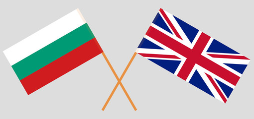 The UK and Bulgaria. British and Bulgarian flags