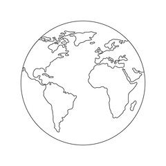 Earth globe template. World map. Line style icon of earth planet. Clean and modern vector illustration for design, web.