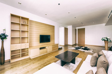 living room of a modern apartment.Vintage tone