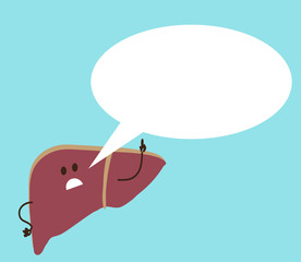 Sick liver liver gives advice on the background. Vector illustration. 