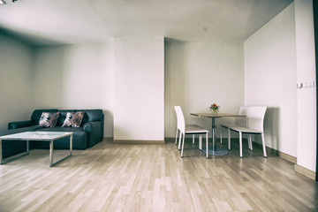 living room of a modern apartment.Vintage tone