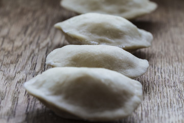 Vareniks. Slavic food. Ukrainian national dish. Traditional dish The process of preparing vareniks. Dough. Flour. Horizontal