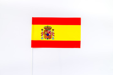 Naklejka premium Flag of Spain on white background top view