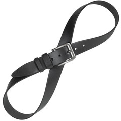 Smooth leather mens belt with classic buckle isolated on white background