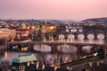 Fototapeta na wymiar Panorama of Prague city skyline, Czech Republic